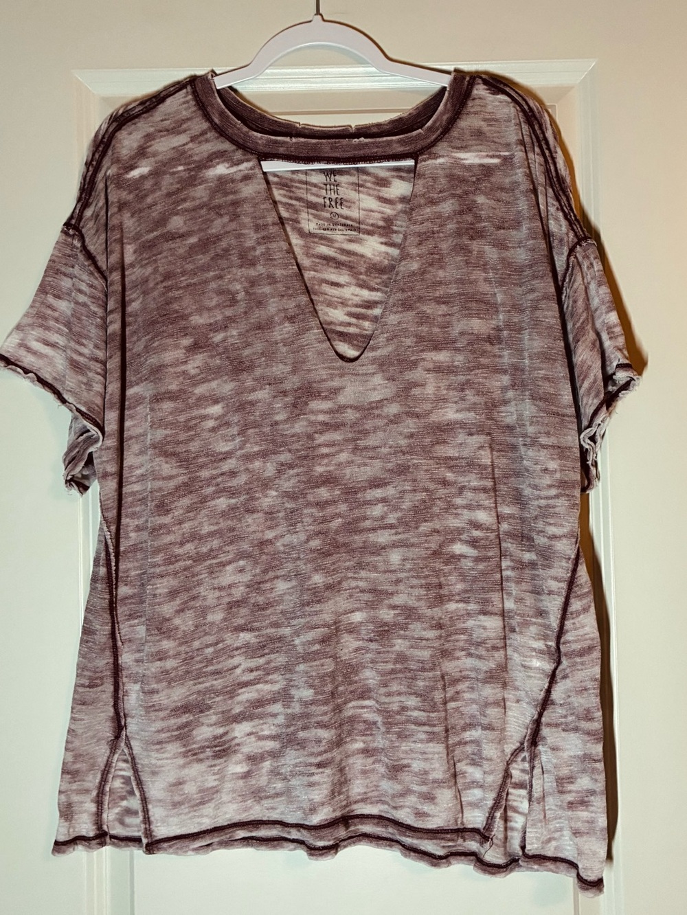 *Final Price* Free People We The Free Maroon Jordan Short Sleeve Tee Burnout M/L - Picture 2 of 4